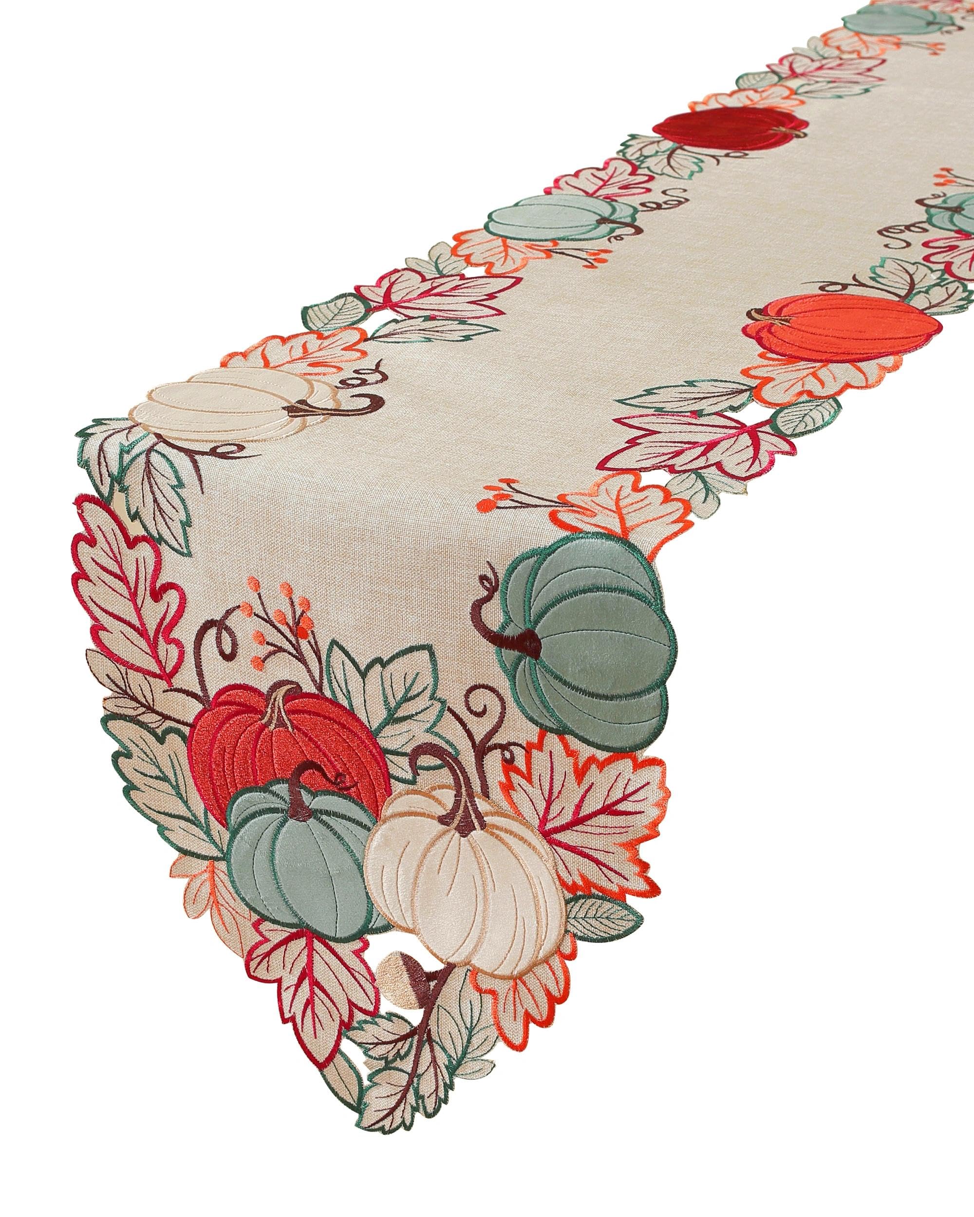 AILUOQI fall runner features maple leaf embroidery for cozy seasonal decor.