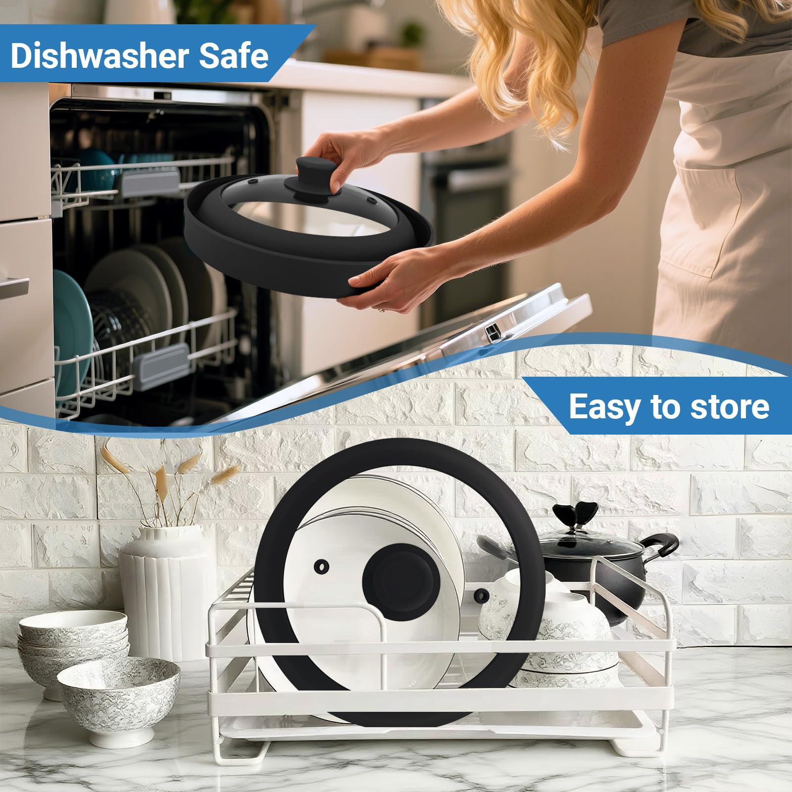 Aimatifi BPA-free heat-resistant lid protects cookware and microwave interiors.