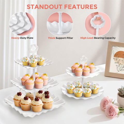 AIMSEAL Cupcake Stand 3-tier square display showing grand party desserts.