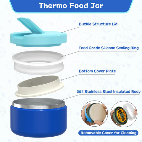 Aimsnk 8oz soup thermo in blue keeps hot or cold longer