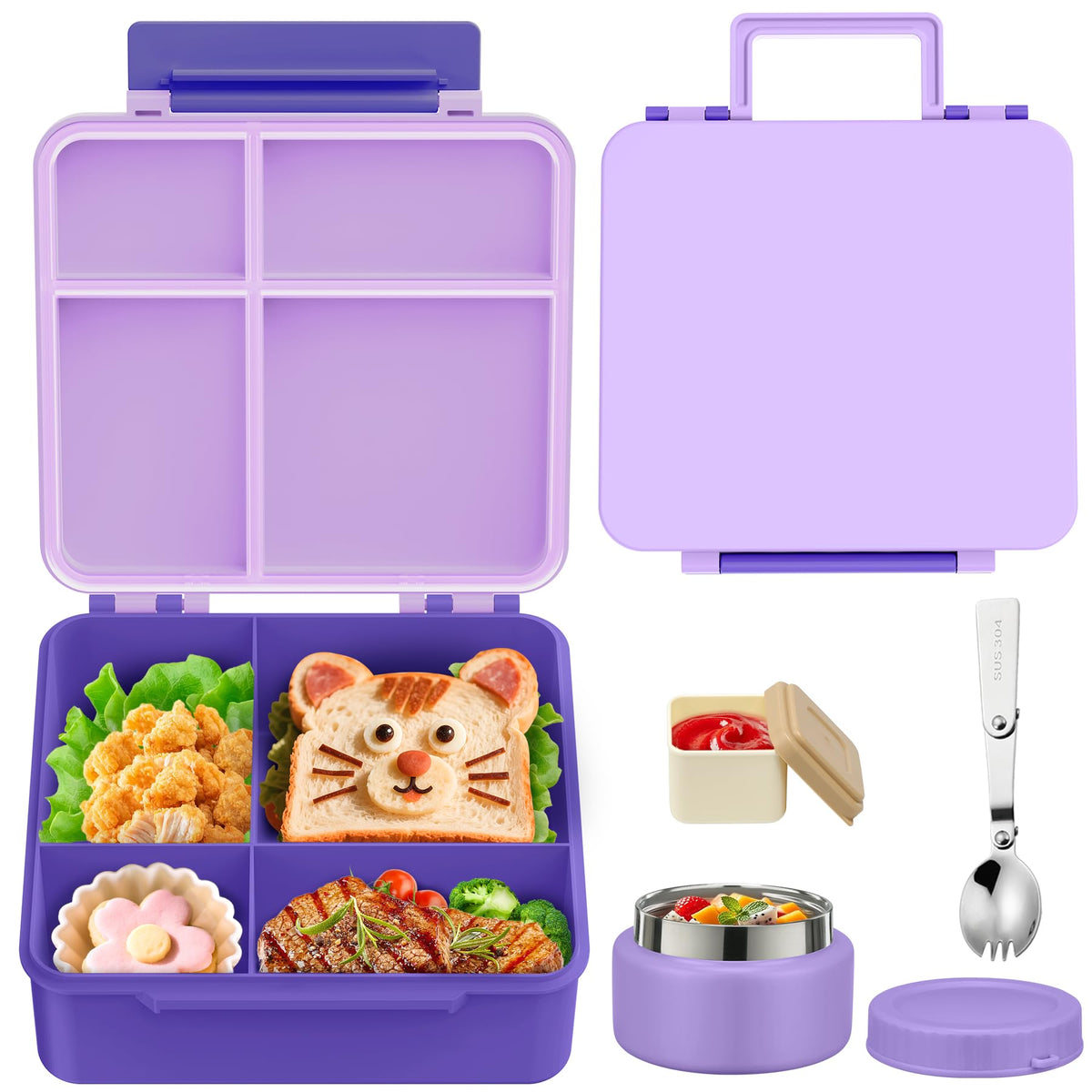 Aimsnk bento lunch box for kids with organized compartments for school lunches
