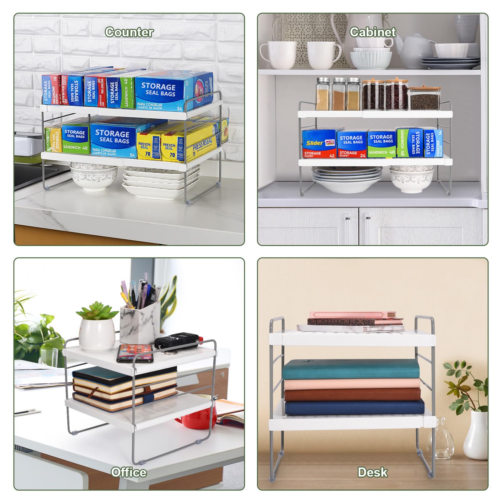 Aionvidas height-width adjustable rack fits various cabinet spaces.