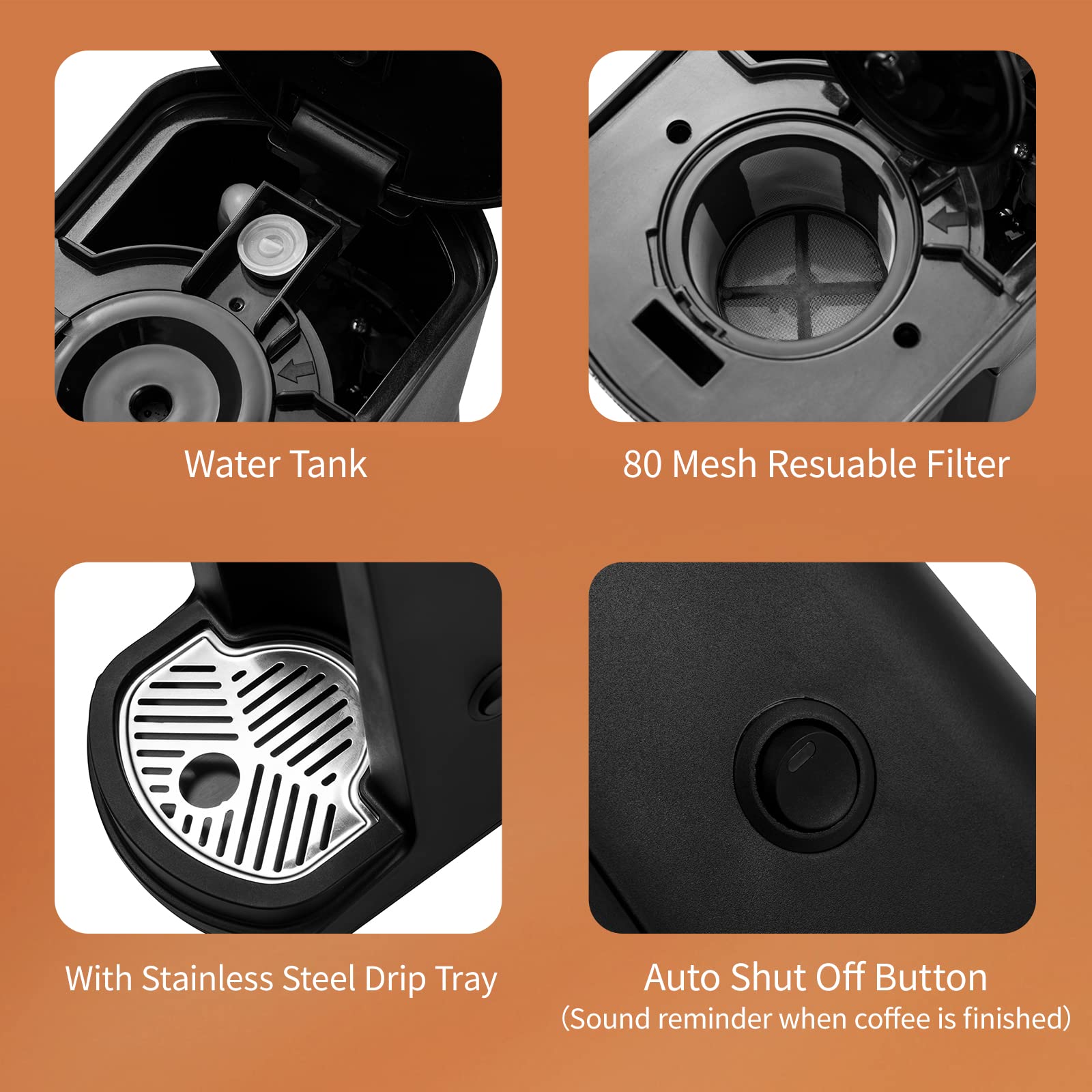 Close-up of Aiosa one-button operation for easy mornings.