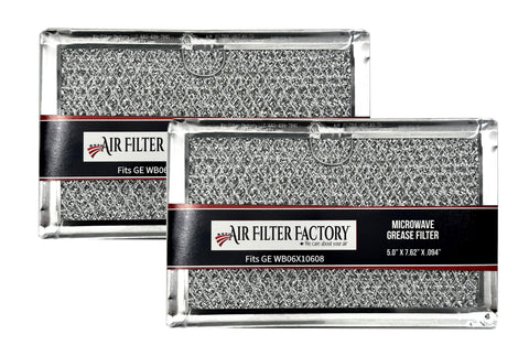 Air Filter Factory WB06X10608 replacement demonstrates a perfect-fit microwave grease filter for clean cooking