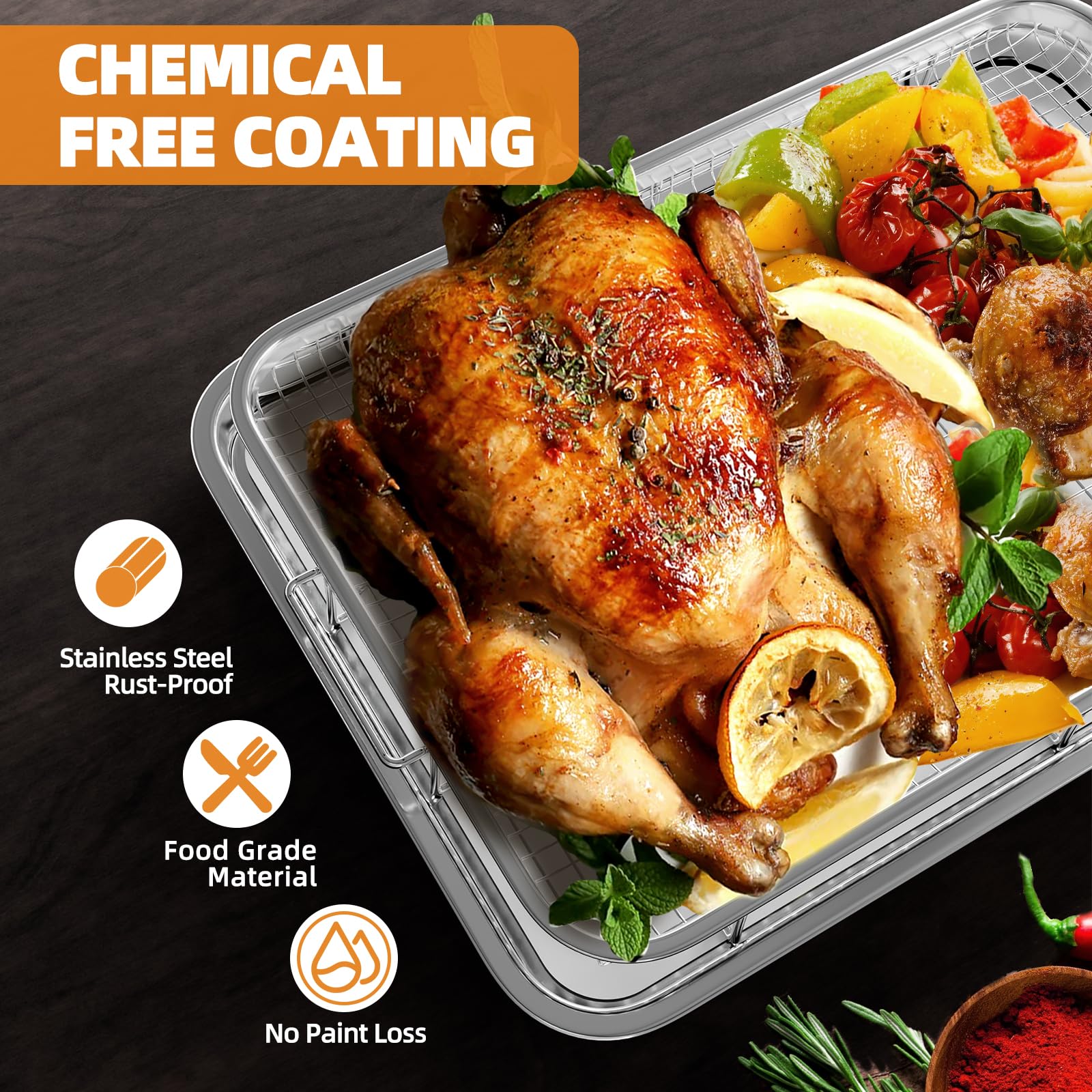 Air Fryer Basket for Oven easy-grip handles lift hot food safely