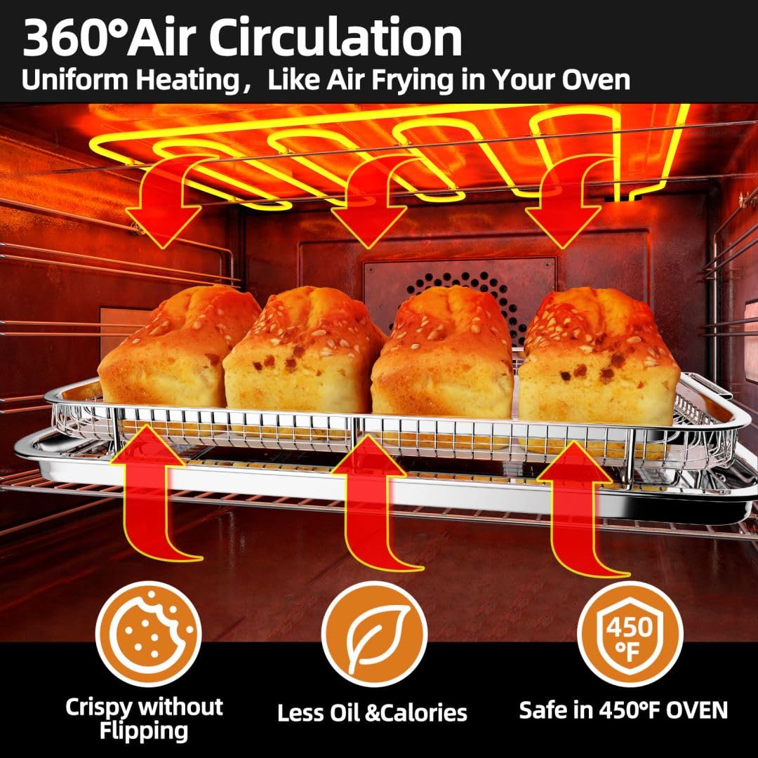 Air Fryer Basket for Oven elevated mesh enables 360-degree cooking without flipping