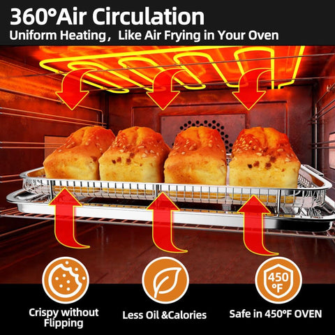 Air Fryer Basket for Oven elevated mesh enables 360-degree cooking without flipping