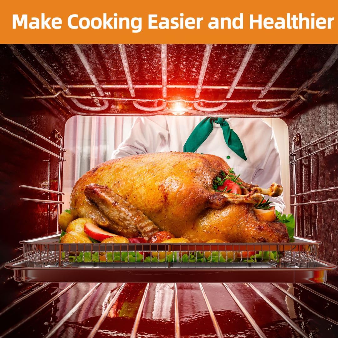 Air Fryer Basket for Oven silver finish complements modern kitchen style