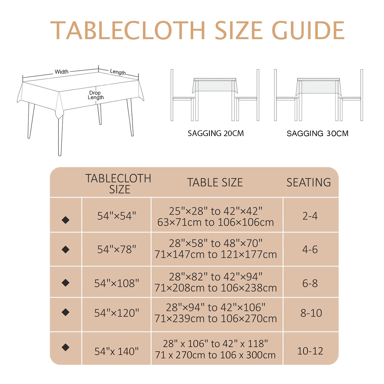 AIRCOWRIE 54x78 option fits mid-size tables for everyday use.