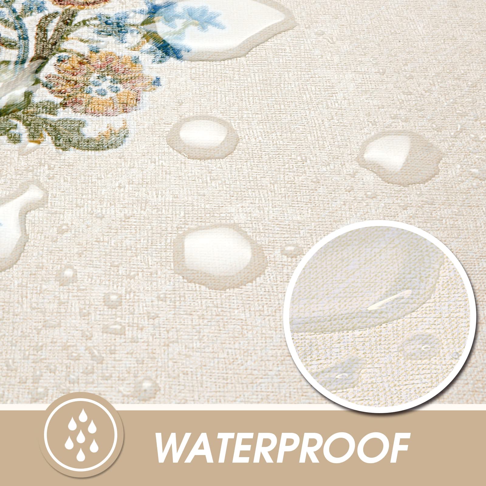 AIRCOWRIE waterproof vinyl tablecloth provides spill protection during family meals.