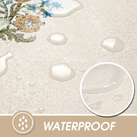 AIRCOWRIE waterproof vinyl tablecloth provides spill protection during family meals.