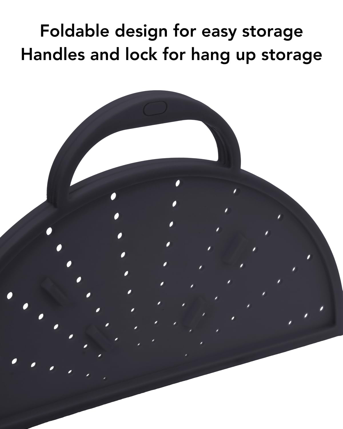 AirHood induction-compatible splatter screen fits pans securely for quick checks.