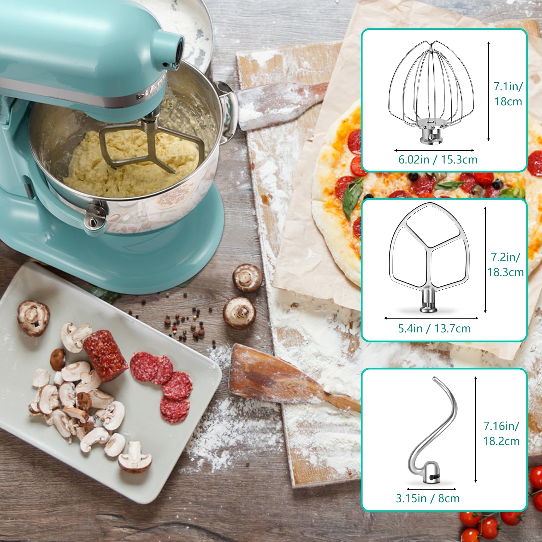 Airkitrep six-wire whisk for KitchenAid, efficient cream whipping.
