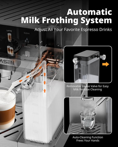 AirMSEN automatic milk frother for hands-free latte and cappuccino foam.