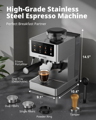 AirMSEN espresso machine stainless steel housing blends durability with style