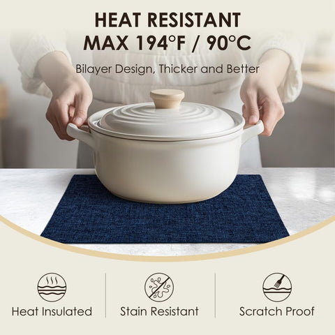 Aironment bilayer linen-look placemats add texture and style to meals.