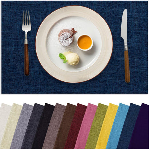 Aironment placemats 6-set on a dining table, heat-resistant for hot dishes.