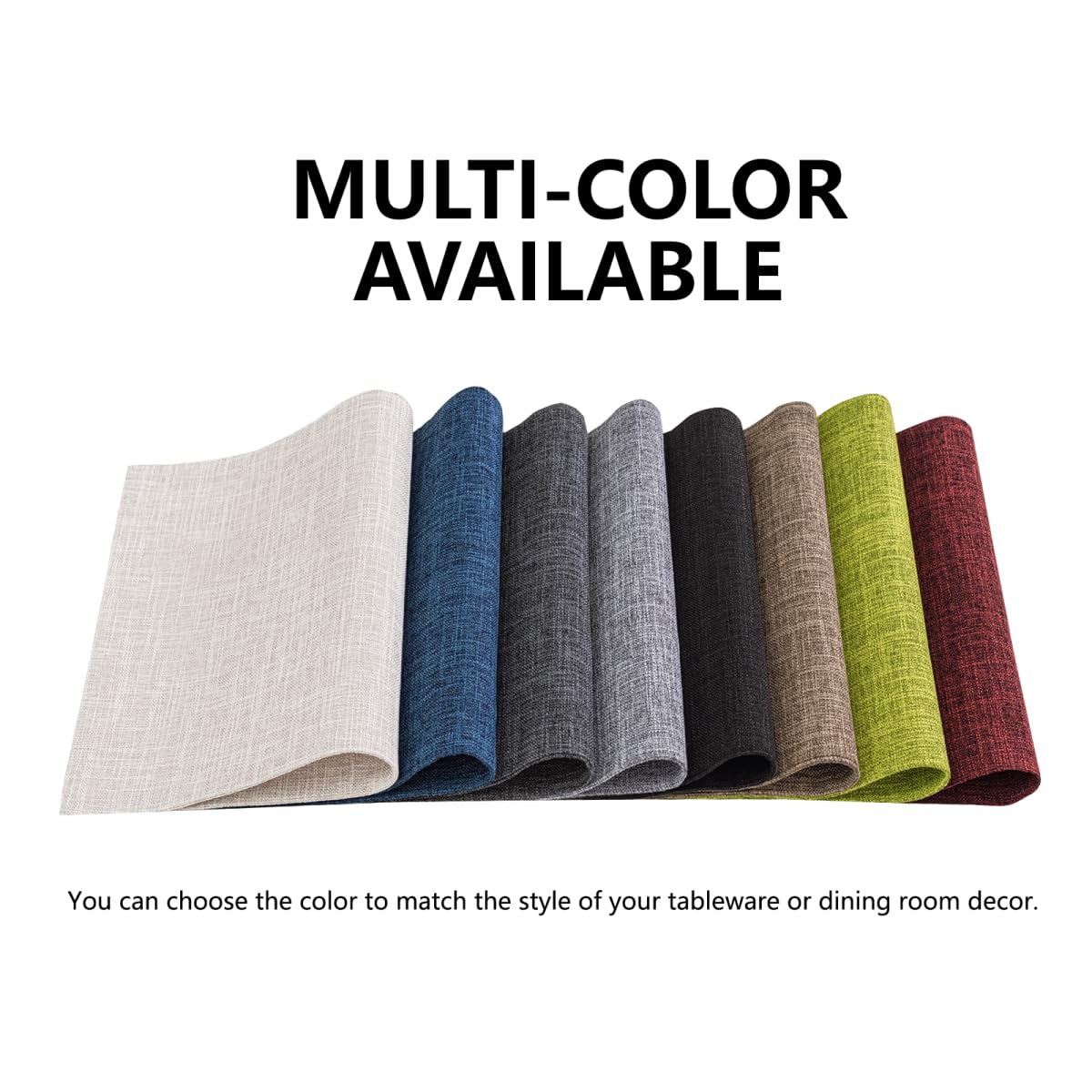 Durable polyester Aironment placemats resist stains for easy care.