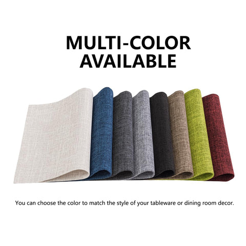 Durable polyester Aironment placemats resist stains for easy care.