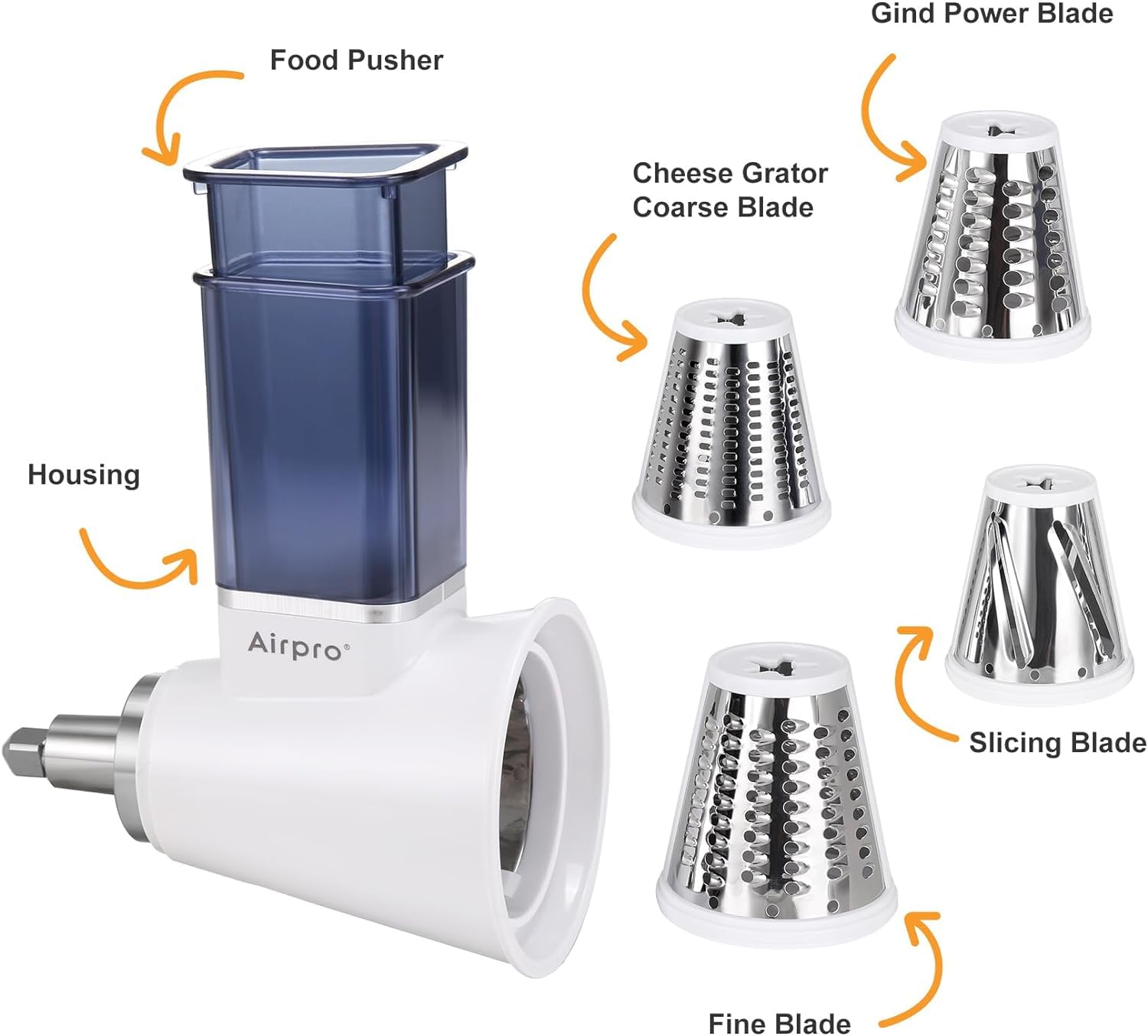 Airpro interchangeable blades for salad maker expanding prep options.