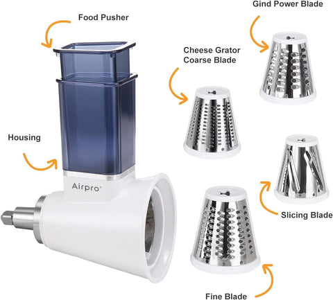Airpro interchangeable blades for salad maker expanding prep options.