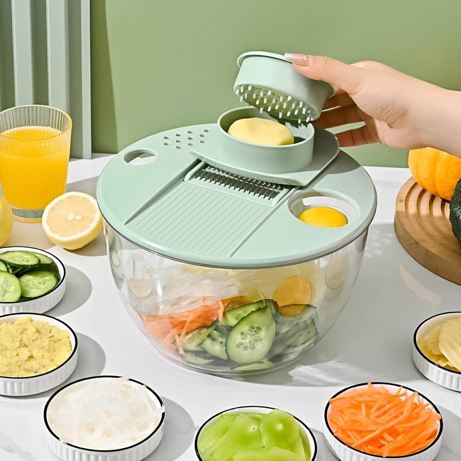 Airpro salad spinner disassembled for easy cleaning.