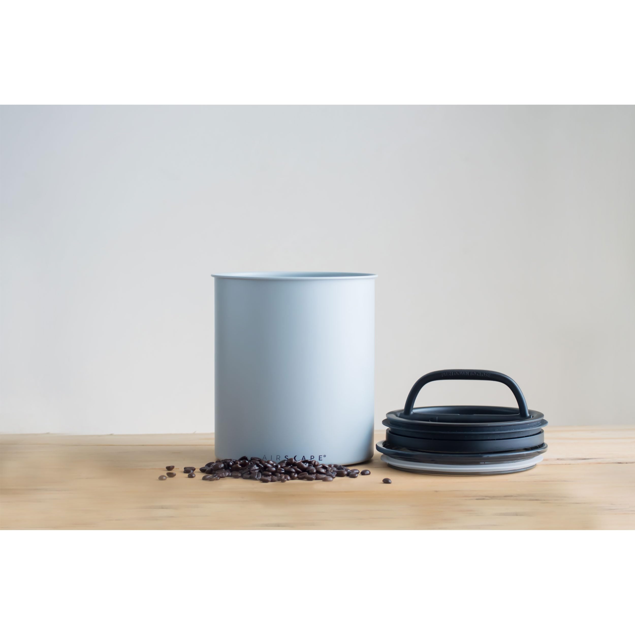 AirScape Kilo coffee beans visible inside the canister for fresh aroma potential