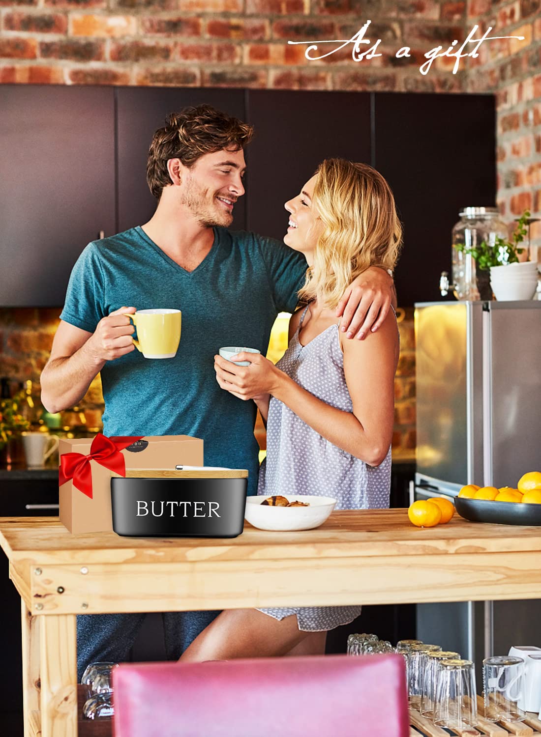 AISBUGUR countertop butter box blends modern and farmhouse styles