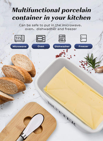 AISBUGUR butter dish lid features a stainless steel edge groove for durability