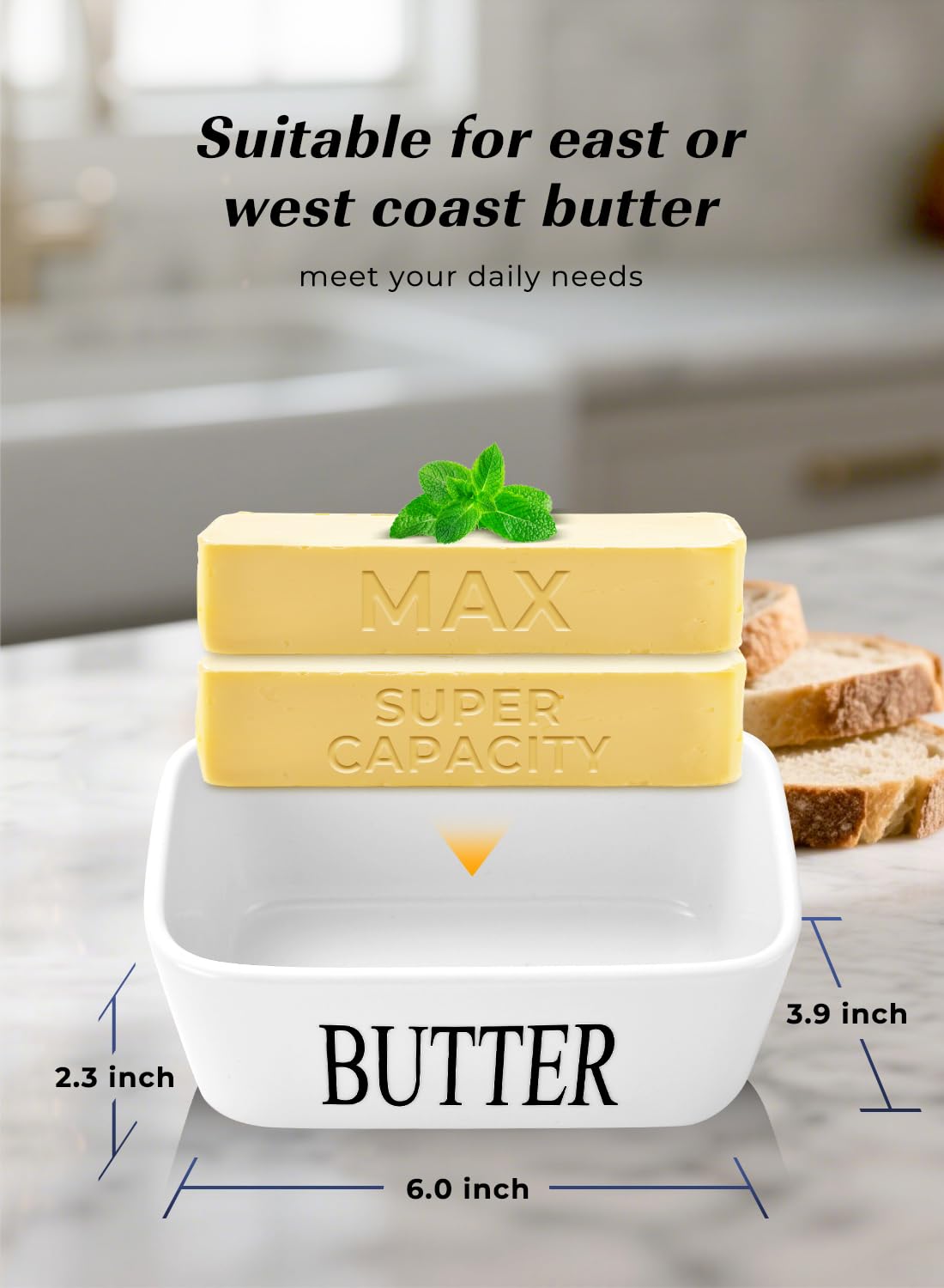 AISBUGUR butter dish sealed by silicone ring preserves butter freshness and flavor