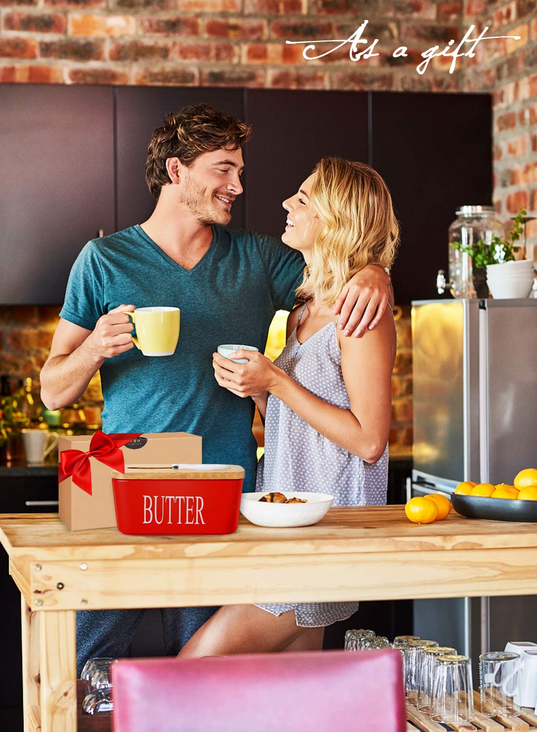 AISBUGUR compact butter keeper fits various butter brands at 6.3 x 3.5 x 2.7 inches.