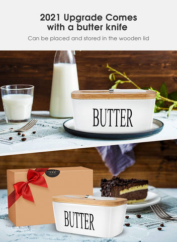 AISBUGUR butter dish size 6.3 x 3.5 x 2.7 inches fits various butter brands.