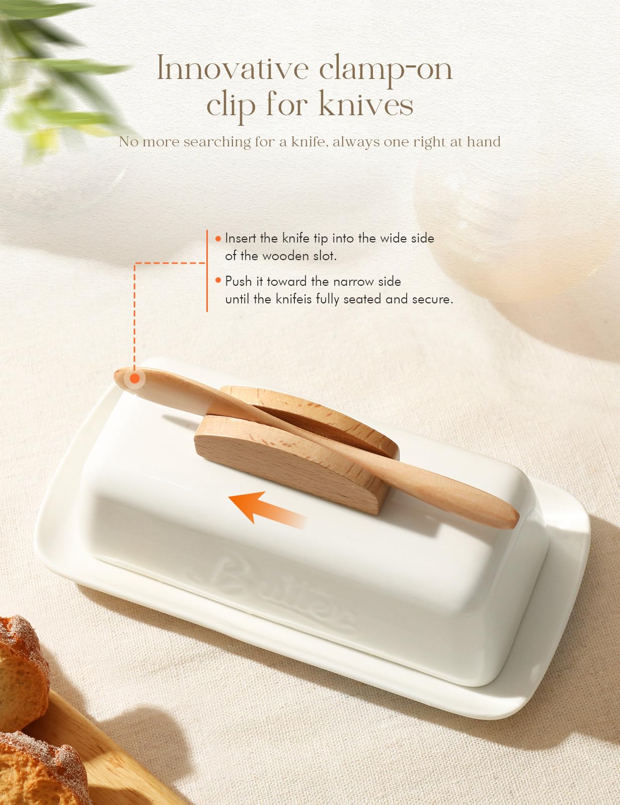 AISBUGUR ceramic butter dish interior fitted for 4 oz sticks