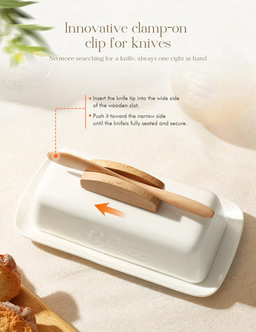 AISBUGUR ceramic butter dish interior fitted for 4 oz sticks