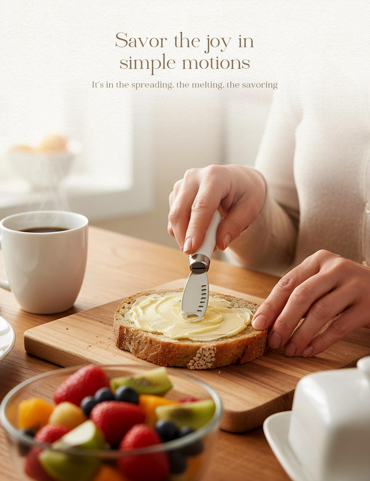 AISBUGUR stainless steel spreader with porcelain handle for durable, stylish use.