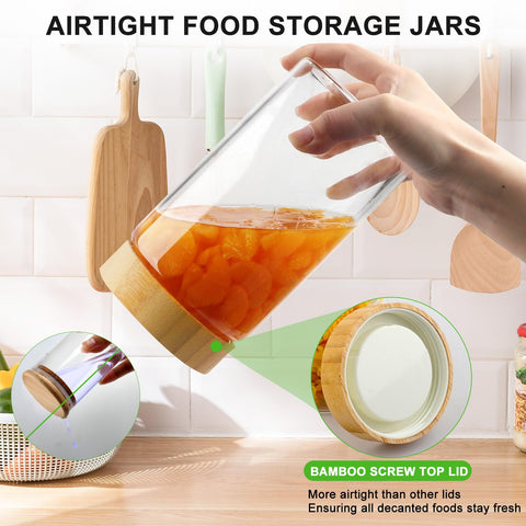 AISIPRIN second 50oz jar with bamboo lid for pasta storage.