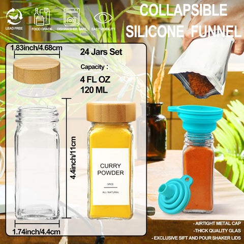 AISIPRIN square spice bottles with shaker lids for even seasoning.