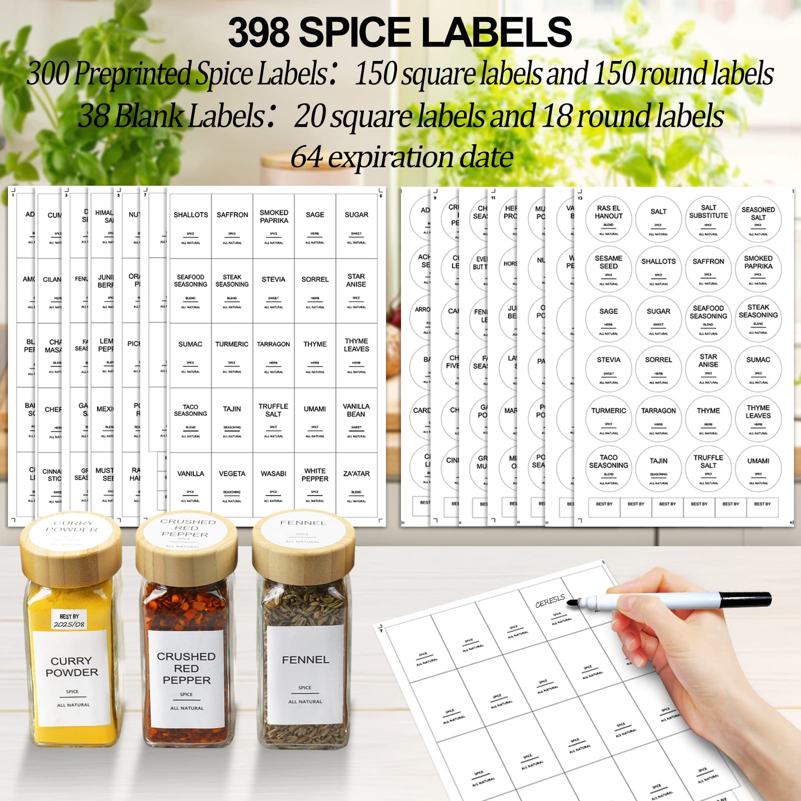 AISIPRIN waterproof labels provide long lasting clarity on jars and spices.