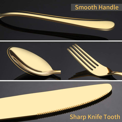 Aisoso Gold Silverware Set includes four dinner knives for versatile meals