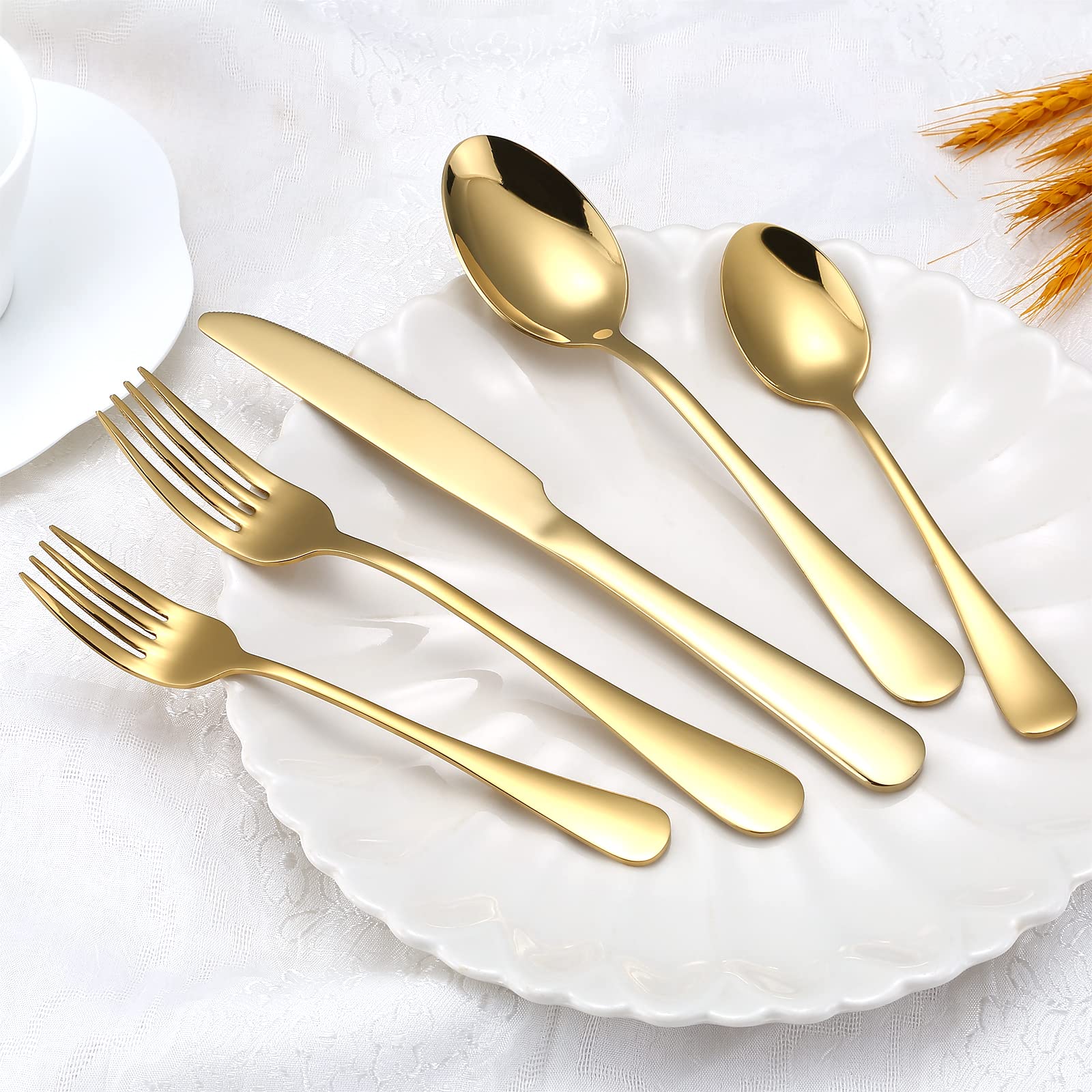 Aisoso Gold Silverware Set includes four dinner spoons for desserts