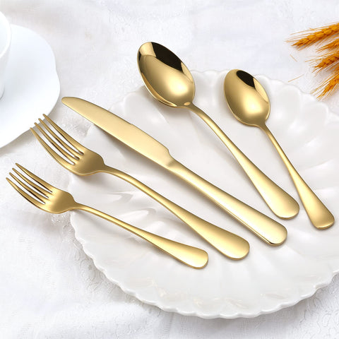Aisoso Gold Silverware Set includes four dinner spoons for desserts