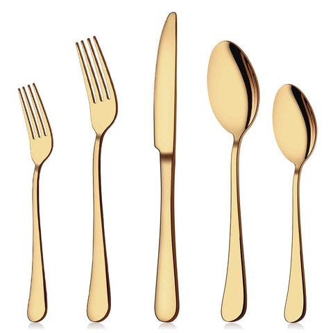 Aisoso Gold Silverware Set full 20-piece service for four for everyday meals
