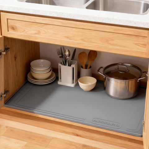 Aisslro under-sink mat easy-clean drainage design for quick drying.