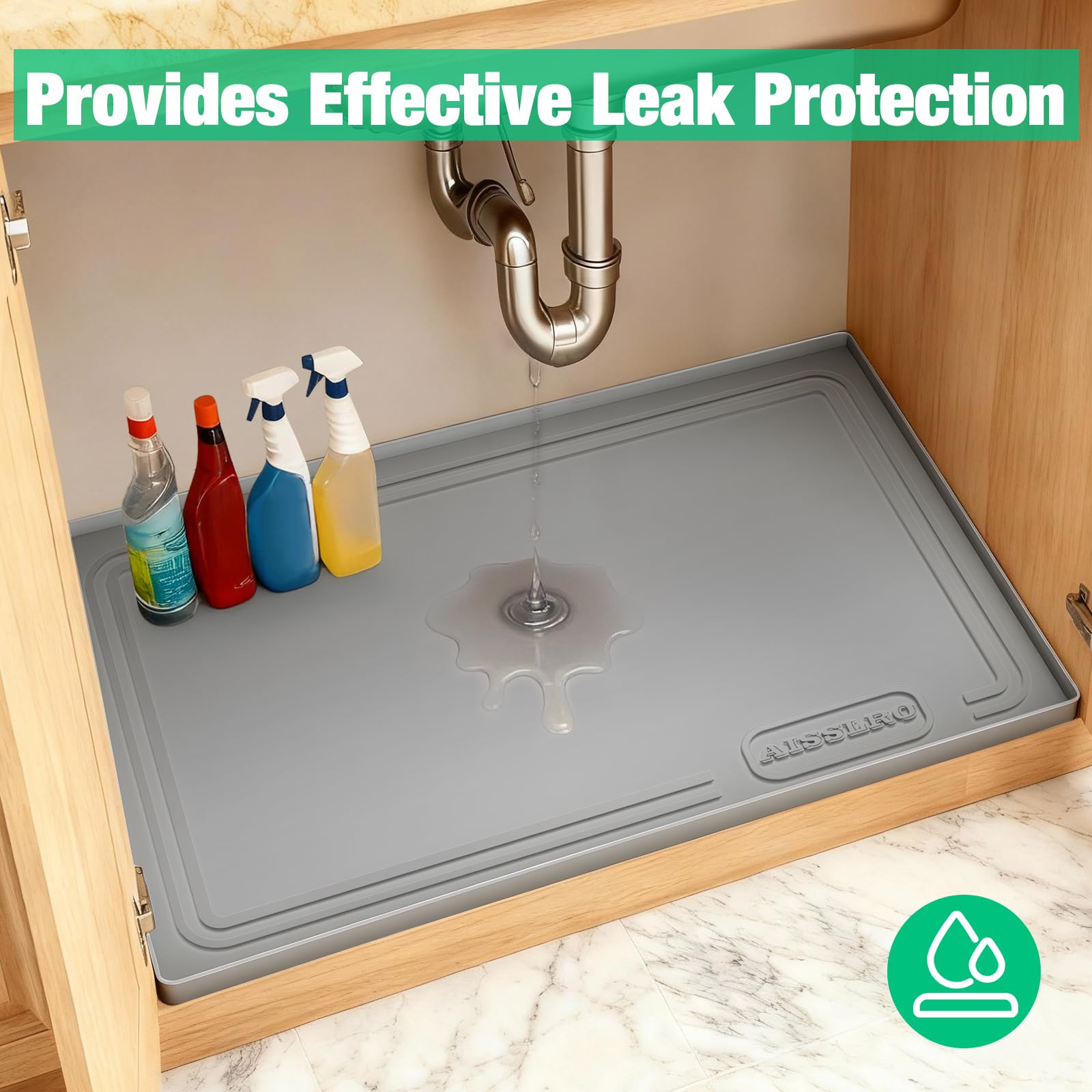 Aisslro silicone mat BPA-free durable material supports daily kitchen use.