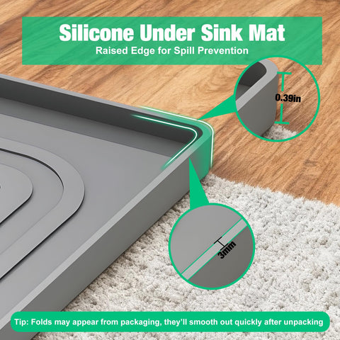 Aisslro cabinet mat multi-use design adapts as liner, tray, or protector.