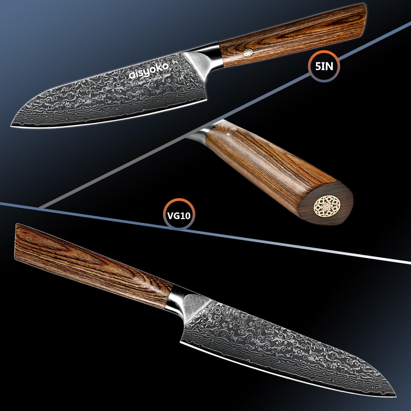 67-layer Damascus steel with vacuum treatment for dense grains and sharp edge