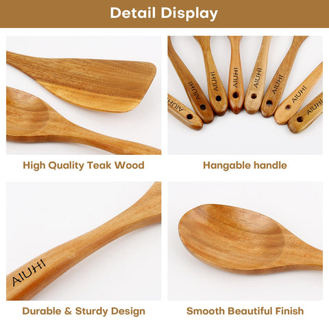 AIUHI eco-friendly teak tools add natural warmth to kitchen routines.