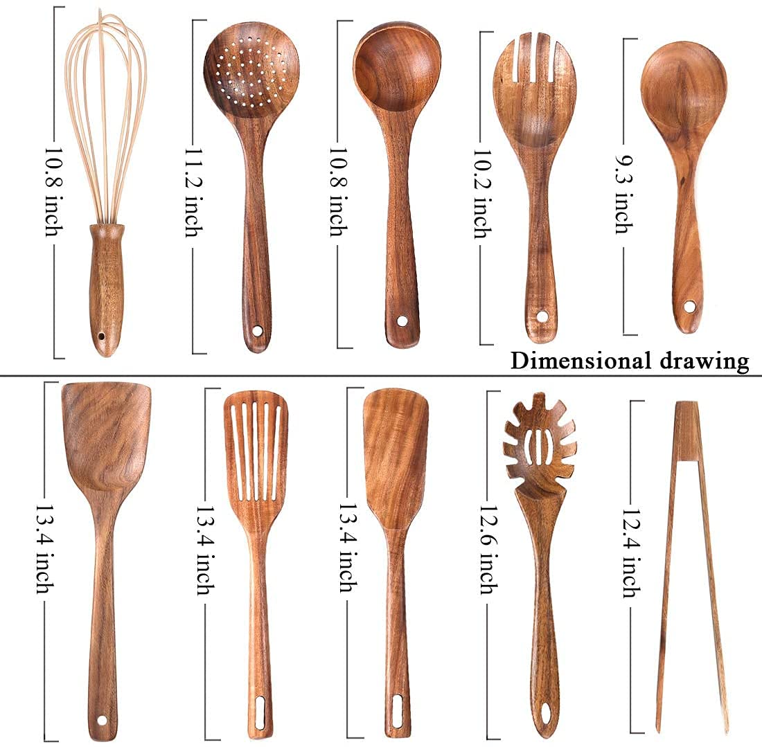 AIUHI teak fried spatula designed for gentle turning without scratching nonstick cookware