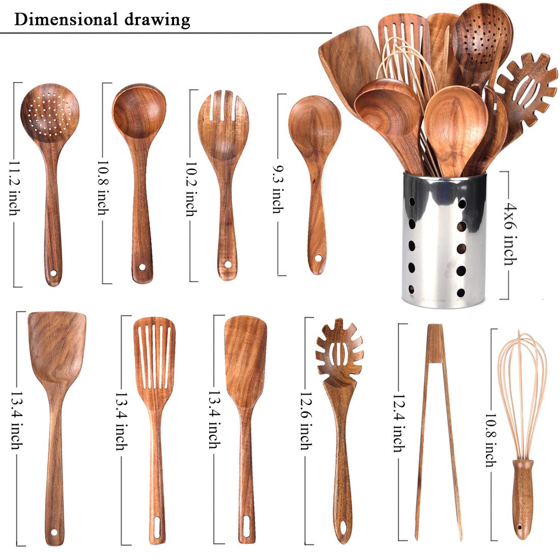 AIUHI teak wood spoons feature a smooth finish that won’t damage nonstick cookware.