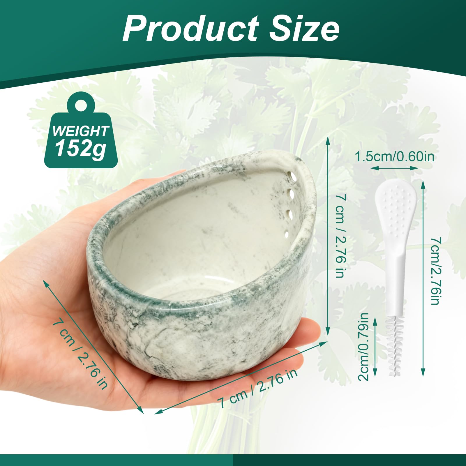 Aiuulu ceramic bowl with varied hole sizes for efficient rosemary and thyme de-stemming